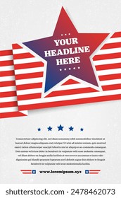 Patriotic design layout with big star and space for text, invoking American symbolism - vector illustration