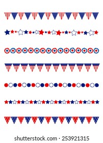 Patriotic divider / frame collection with flags stars and buntings