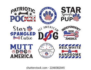 Patriotic Dog Bandana vector For Print, Patriotic Dog Bandana Clipart.