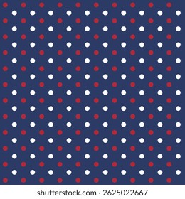 Patriotic Dots Seamless Pattern. 4th of July, USA Independence day, Americana Backdrop. Vector Template For Fabric, Textile, Wallpaper, Wrapping Paper
