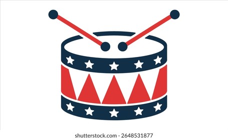 Patriotic Drum with Stars and Stripes