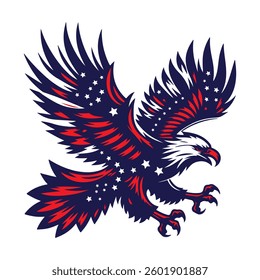 Patriotic Eagle in Flight Red, White and Blue Design