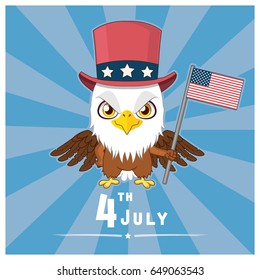 Patriotic eagle holding the flag of USA