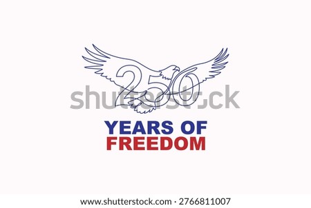 Patriotic eagle logo commemorating 250 years of freedom, ideal for Independence Day, US history, or anniversary events.