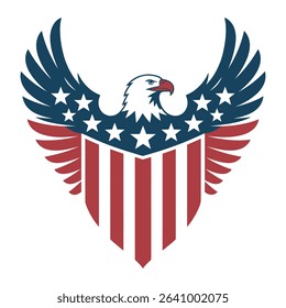 Patriotic Eagle Shield with American Flag Design