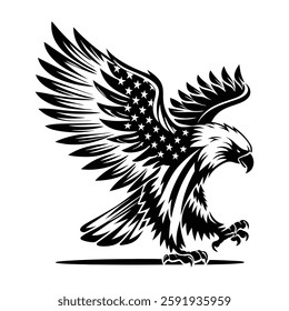 Patriotic Eagle Vector with American Flag Design