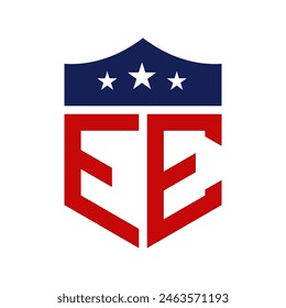 Patriotic EE Logo Design. Letter EE Patriotic American Logo Design for Political Campaign and any USA Event.