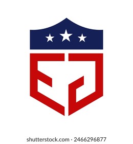 Patriotic EJ Logo Design. Letter EJ Patriotic American Logo Design for Political Campaign and any USA Event.