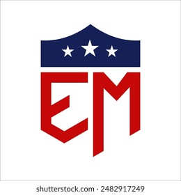 Patriotic EM Logo Design. Letter EM Patriotic American Logo Design for Political Campaign and any USA Event.