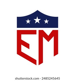 Patriotic EM Logo Design. Letter EM Patriotic American Logo Design for Political Campaign and any USA Event.