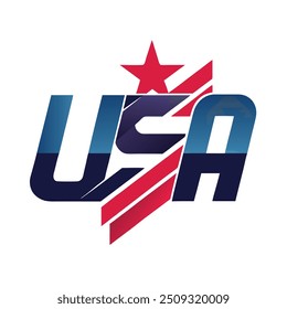 Emblema patriótico con tipografía audaz que representa el orgullo nacional de Estados Unidos