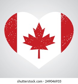 Patriotic emblem of canada in the shape of a heart