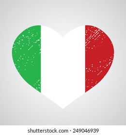 Patriotic emblem of italy in the shape of a heart