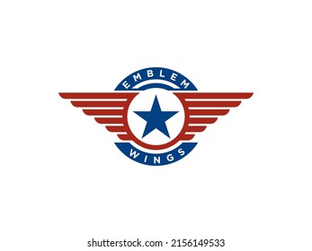 Patriotic Emblem Wings logo design. Usable for Business and Branding Logos. Flat Vector Logo Design Template.