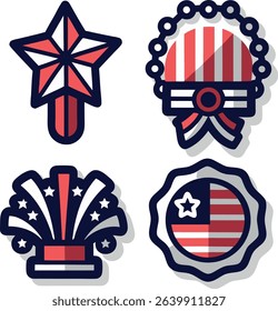 Patriotic Emblems and Decorations for American Holidays Set