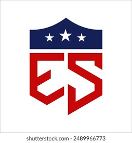 Patriotisches ES Logo Design. Brief ES Patriotic American Logo Design für politische Kampagne und jede US-Veranstaltung.