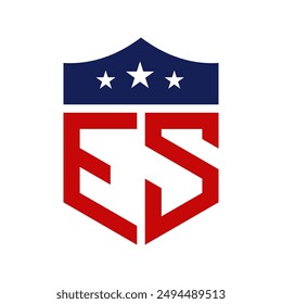 Patriotisches ES Logo Design. Brief ES Patriotic American Logo Design für politische Kampagne und jede US-Veranstaltung.