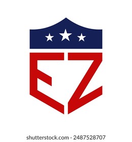 Patriotic EZ Logo Design. Letter EZ Patriotic American Logo Design for Political Campaign and any USA Event.