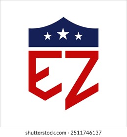 Design do logotipo Patriotic EZ. Carta EZ Patriotic American Logo Design for Political Campaign e qualquer evento dos EUA.