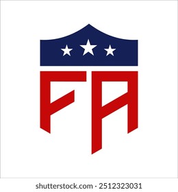 Patriotic FA Diseño de Logo. Carta FA Patriotic American Logo Design para la campaña política y cualquier evento de Estados Unidos.