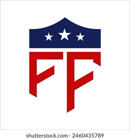 Patriotic FF Logo Design. Letter FF Patriotic American Logo Design for Political Campaign and any USA Event.