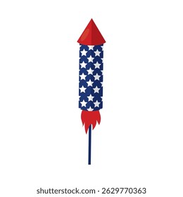 Foguete de fogo patriótico. Ilustração vetorial