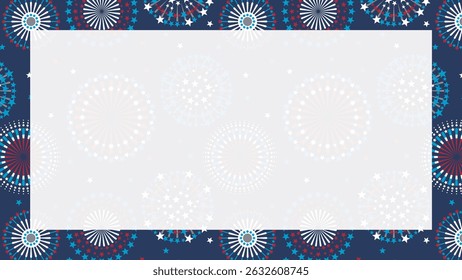 Fogos de artifício patrióticos. Padrão de Plano de Fundo Americano. Modelo De Vetor Para Banner