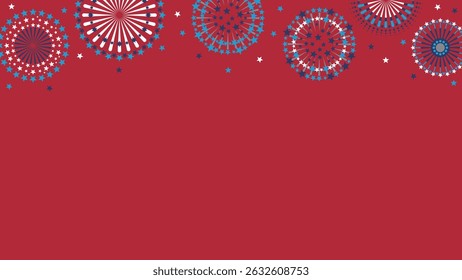 Fogos de artifício patrióticos. Padrão de Plano de Fundo Americano. Modelo De Vetor Para Banner