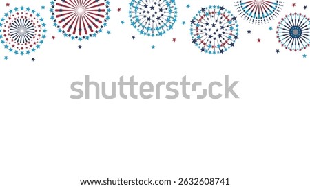 Patriotic Fireworks. Americana Background Pattern. Vector Template For Banner