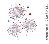 Patriotic Fireworks Display Red, White, and Blue Stars