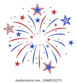 Patriotic Fireworks Fourth of July Stars Red Blue 4th of July Fireworks