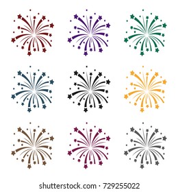 Patriotic fireworks icon in black style isolated on white background. Patriot day symbol stock vector illustration.