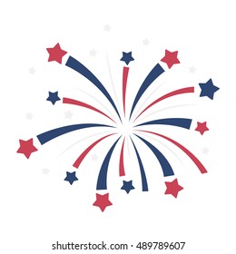 Patriotic fireworks icon in cartoon style isolated on white background. Patriot day symbol stock vector illustration.