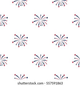 Patriotic fireworks icon in cartoon style isolated on white background. Patriot day pattern stock vector illustration.
