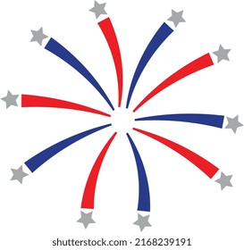 Patriotic fireworks with stars. 4th of july design.