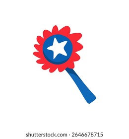 Patriotic Flower Hand Mirror with Red Petals, Blue Center, and W