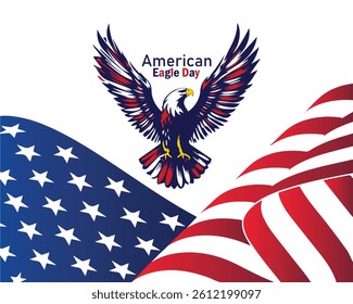 Patriotic Flying American Flag Eagle Vector Illustration
