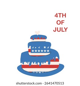 Patriotic fourth of july cake with american flag design for independence day celebration.