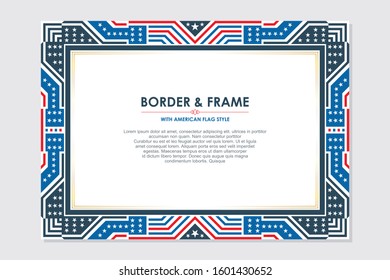 Patriotic frame with American flag  style and color, with copy space for your text. Unique, stylish border for Menu, Certificate and other