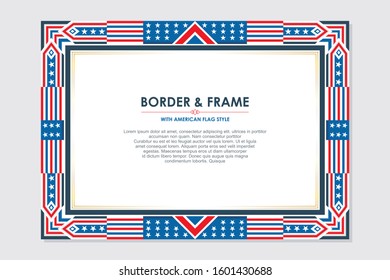Patriotic frame with American flag  style and color, with copy space for your text. Unique, stylish border for Menu, Certificate and other