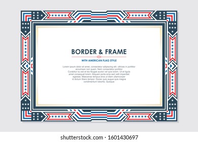 Patriotic frame with American flag  style and color, with copy space for your text. Unique, stylish border for Menu, Certificate and other