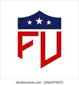 Patriotic FU Logo Design. Letra FU Patriotic American Logo Design para campaña política y cualquier evento de EE.UU.