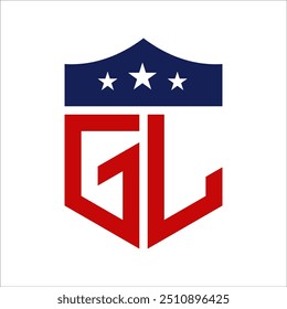 Design do logotipo GL Patriotic. Carta GL Patriotic American Logo Design for Political Campaign e qualquer evento dos EUA.