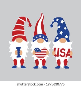 Patriotic Gnome t shirt design vector