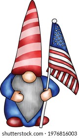 Patriotic Gnomes Clipart 4 th july cartoon day flag usa 