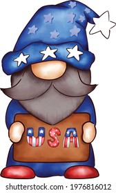 Patriotic Gnomes Clipart 4 th july cartoon day flag usa 