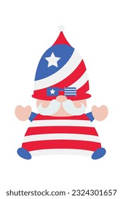 Patriotic Gnomes Illustration. Funny gnomes in America Independence Day costume carnival. 4th of July Gnome Clipart is suitable for Celebrating of 4th of July vector element design.