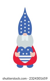Patriotic Gnomes Illustration. Funny gnomes in America Independence Day costume carnival. 4th of July Gnome Clipart is suitable for Celebrating of 4th of July vector element design.