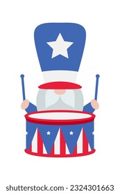 Patriotic Gnomes Illustration. Funny gnomes in America Independence Day costume carnival. 4th of July Gnome Clipart is suitable for Celebrating of 4th of July vector element design.