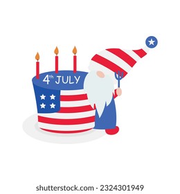 Patriotic Gnomes Illustration. Funny gnomes in America Independence Day costume carnival. 4th of July Gnome Clipart is suitable for Celebrating of 4th of July vector element design.